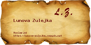 Lunova Zulejka névjegykártya